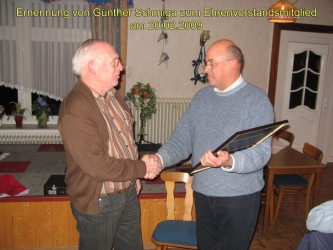 Ernennung von GÃ¼nther Schmiga zum Ehrenvorstandsmitglied am 20.02.2009