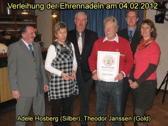Verleihung der silbernen und goldenen Ehrennadeln am 04.02.2012