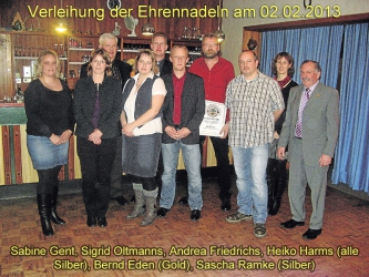 Verleihung der silbernen und goldenen Ehrennadeln am 02.02.2013