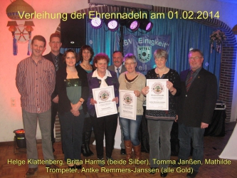 Verleihung der silbernen und goldenen Ehrennadeln am 01.02.2014