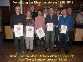 Verleihung der silbernen und goldenen Ehrennadeln am 02.02.2019