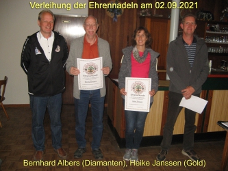Verleihung der Ehrennadeln am 02.09.2021